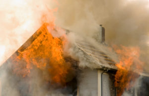 Rooftop house fire