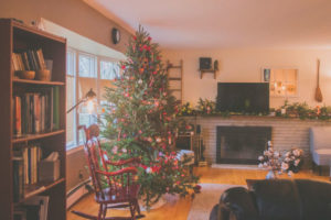 Christmas decoration with a fireplace 